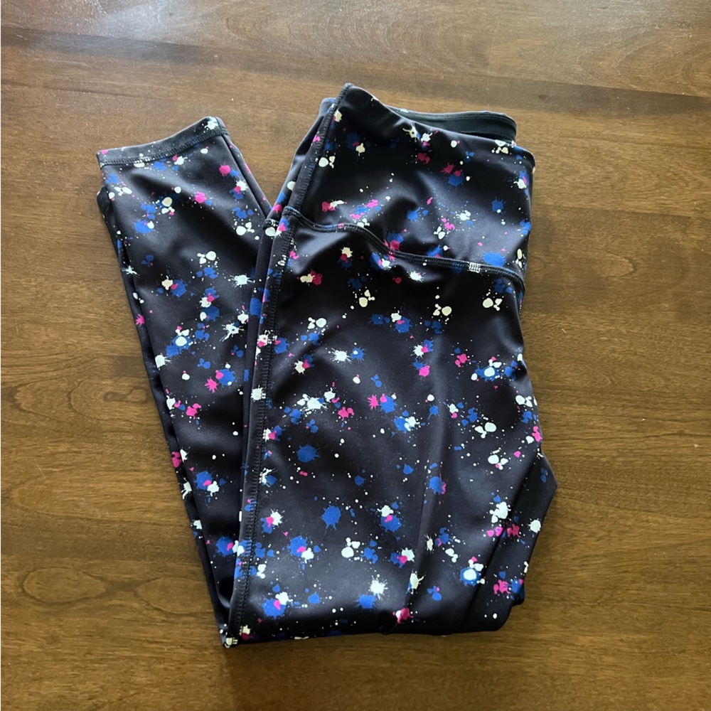 Zenergy by Chico’s So Slimming Petite Paint-Spatter Leggings Medium (Chicos 1P)